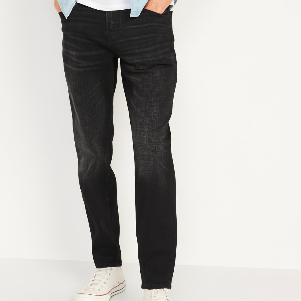 Old Navy Athletic Taper 360° Stretch Black Rinse Performance Jeans 32W 34L NWT